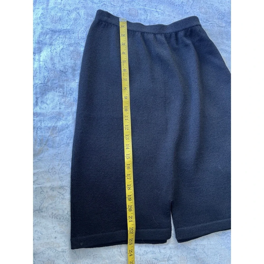 Helen HSU Women's Skirt Size L Black‎ Knit Stretch Knee Length Pull On Pencil